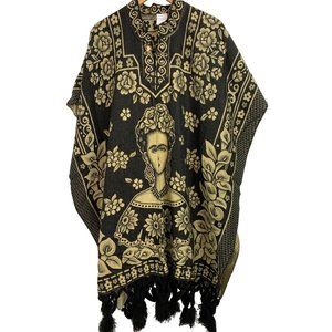 Mexicana Artilana Frida Poncho Jurongo Gaban Cape Cover NWOT 6485 OS